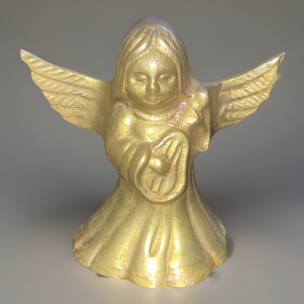 Vintage Solid Brass Angel Candle Snuffer Ornate‎ Handle Christmas